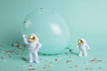 a cosmonaut couple exploring a new planet