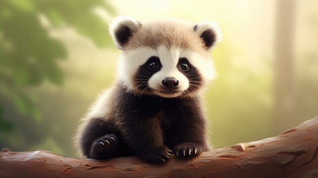 illustration of baby panda bear generative ai