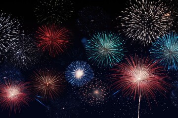 Naklejka premium Multicolored festival celebration fireworks background at night time