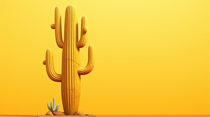 illustration of a cactus with a yellow background generative ai - obrazy, fototapety, plakaty