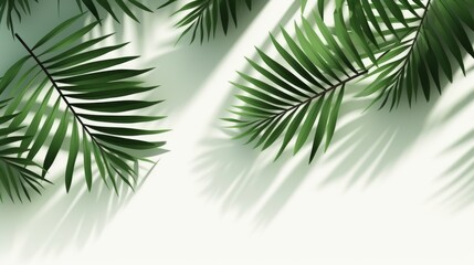 Fototapeta na wymiar Simplified Tropical Beauty: Palm Leaf Shadows on Light Background. AI generated