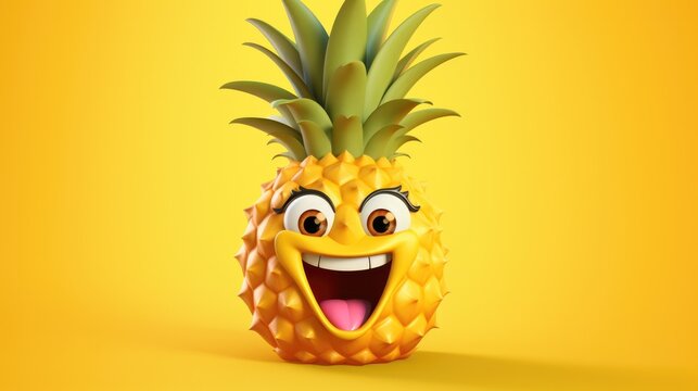 illustration of a smiling pineapple generative ai