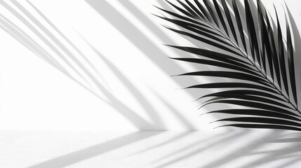 Tropical Minimalism: Palm Leaves Shadow on Light Background. AI generated