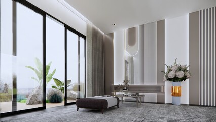 warm of the living interior rendering