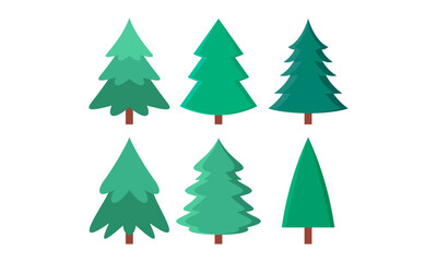 Hand Drawn Cartoon Christmas Trees Collection for Christmas Stock Illustration