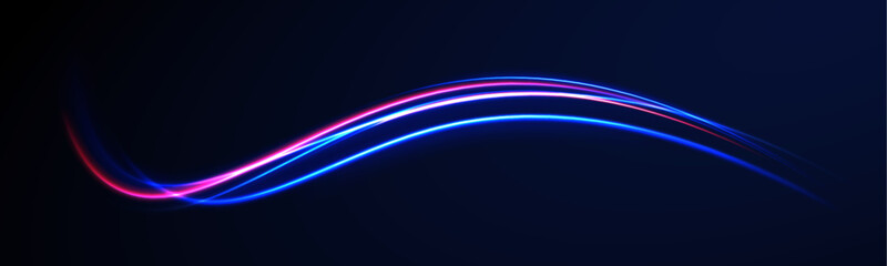 Big data traffic visualization, dynamic high speed data streaming traffic. Expressway, the effect of car headlights. Low-poly construction of fine lines. 