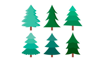 Hand Drawn Cartoon Christmas Trees Collection for Christmas Stock Illustration