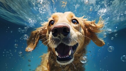 dog having fun in the water generative ai