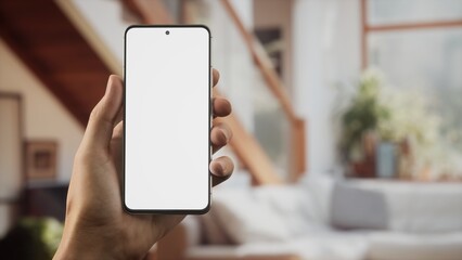 CU Caucasian man using his phone at home