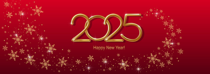 Fototapeta na wymiar 2025 Happy New Year hand lettering calligraphy. Vector holiday illustration element. Typographic element
