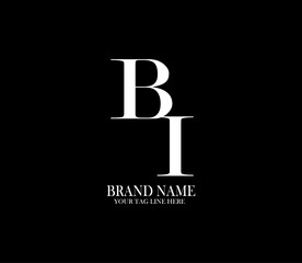 BI letter logo. Alphabet letters Initials Monogram logo. background with black