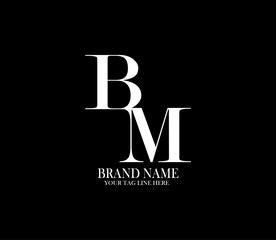 BM letter logo. Alphabet letters Initials Monogram logo. background with black