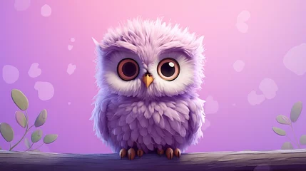 Papier Peint photo Lavable Dessins animés de hibou cute illustration of a baby owl generative ai