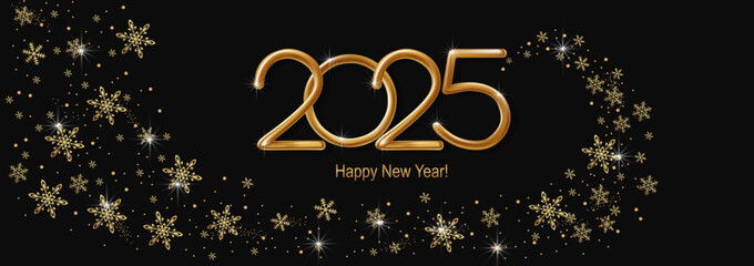 2025 Happy New Year hand lettering calligraphy. Vector holiday illustration element. Typographic element