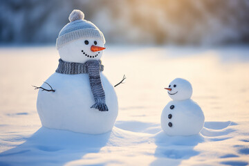 Obraz premium Snowman in Winter Wonderland. Generative Ai