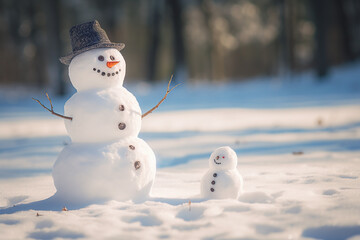 Snowman in Winter Wonderland. Generative Ai