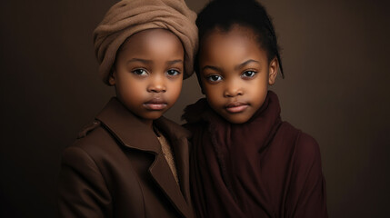 Two african little girls twins - obrazy, fototapety, plakaty