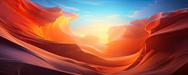 Wall murals orange glow antelope canyon in arizona - background travel concept, Generative AI
