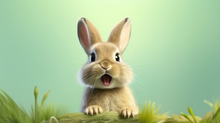 Obraz premium beautiful bunny with a unicolor background generative ai