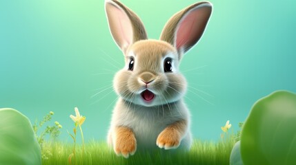 beautiful bunny with a unicolor background generative ai