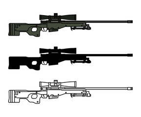 AWM. firearm vector. gun , soldier, shoot