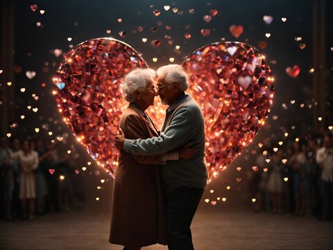 Altes Ehepaar tanzt vor Liebe