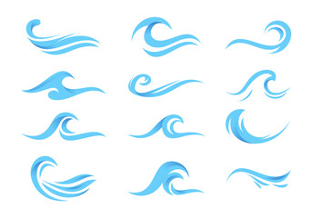 sea water wave logo design set, graphic element for logo
 - obrazy, fototapety, plakaty