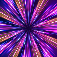 Abstract acceleration speed motion on night road. Illustration of high speed concept. Motion light effect for banners. The effect of speed on a blue background.	