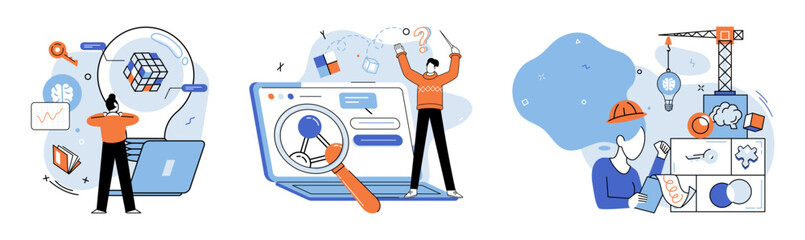 Business idea. Vector illustration. Imagination encourages thinking outside box, enabling entrepreneurs to create unique value propositions and differentiate themselves in market Startups