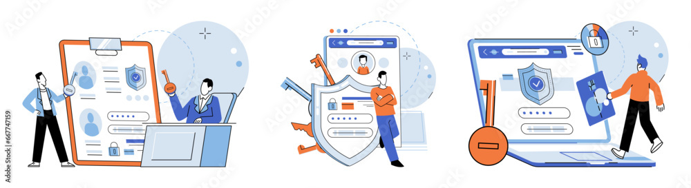 Aufkleber authentication. vector illustration. privacy measures should be implemented to safeguard user inform