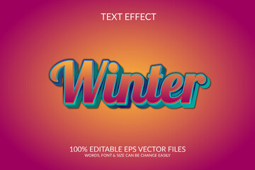 Winter Modern editable text effect vibrant modern color shiny. 3d editable vector eps text style effect