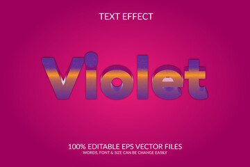 Violet Modern editable text effect vibrant modern color shiny. 3d editable vector eps text style effect