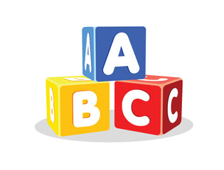 stacked childrens abc letter blocks - obrazy, fototapety, plakaty