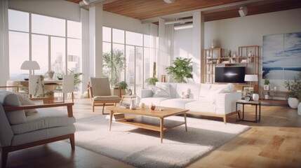 Fototapeta premium interior of a beautiful and spacious modern house generative ai