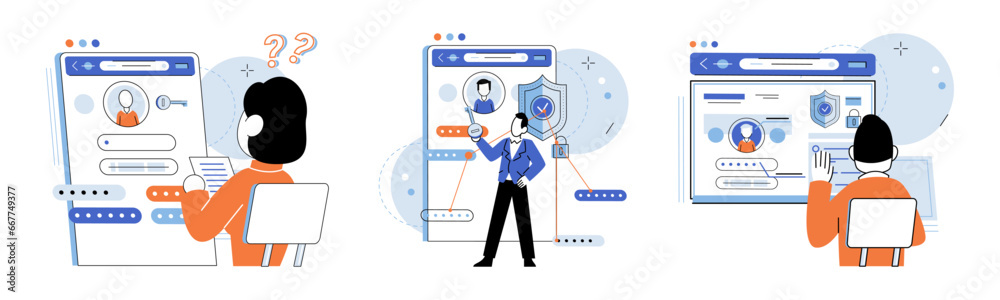 Poster authentication. vector illustration. authorization determines level access granted to user the authe