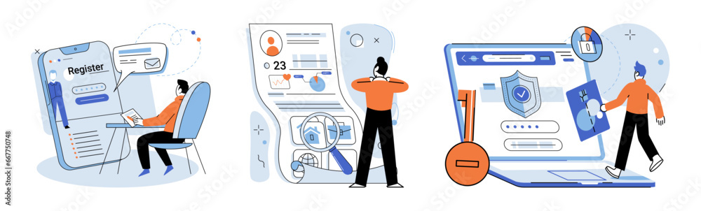 Aufkleber account login. vector illustration. encryption techniques are utilized to protect sensitive login in