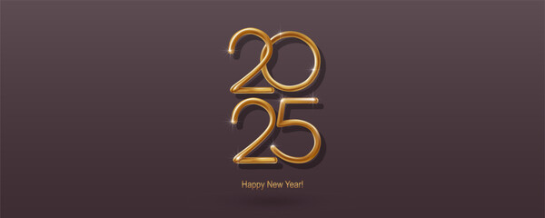 2025 Happy New Year hand lettering calligraphy. Vector holiday illustration element. Typographic element