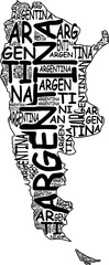 Fototapeta na wymiar typographic map of Argentina