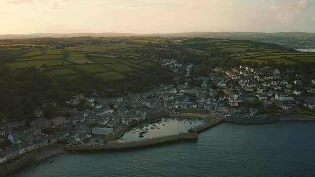 Harbor of Mousehole in Cornwall at Sunset