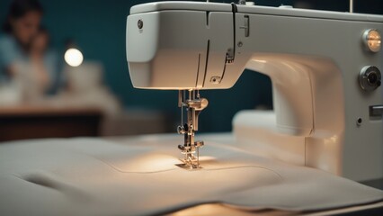 Sewing patterns on tailor or dressmaker table, sewing dress workshop concept