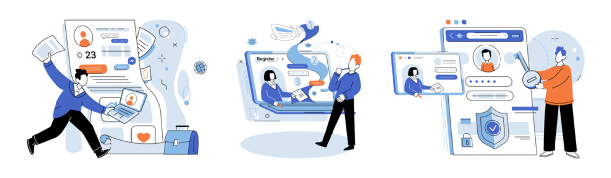 Account login. Vector illustration. The login interface should provide seamless and user-friendly experience Developing secure login system requires expertise in technology and cybersecurity