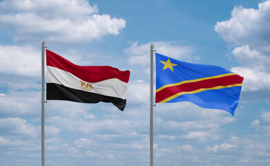 Congo and Egypt flags, country relationship concept