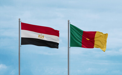 Cameroon and Egypt flags, country relationship concept