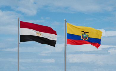 Ecuador and Egypt flags, country relationship concept