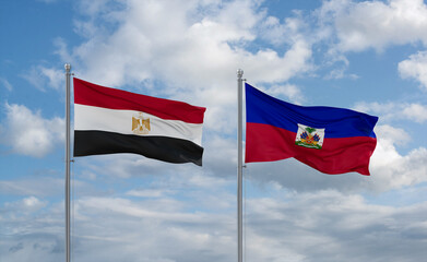 Haiti and Egypt flags, country relationship concept