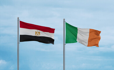 Ireland and Egypt flags, country relationship concept