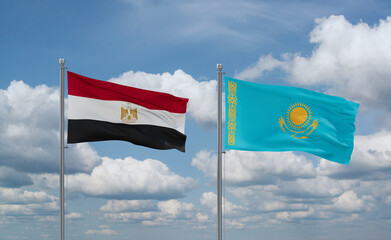 Kazakhstan and Egypt flags, country relationship concept