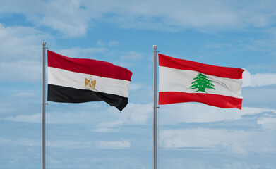 Lebanon and Egypt flags, country relationship concept