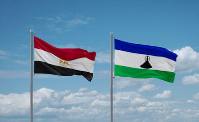 Lesotho and Egypt flags, country relationship concept