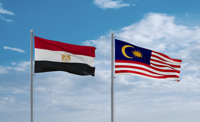 Malaysia and Egypt flags, country relationship concept